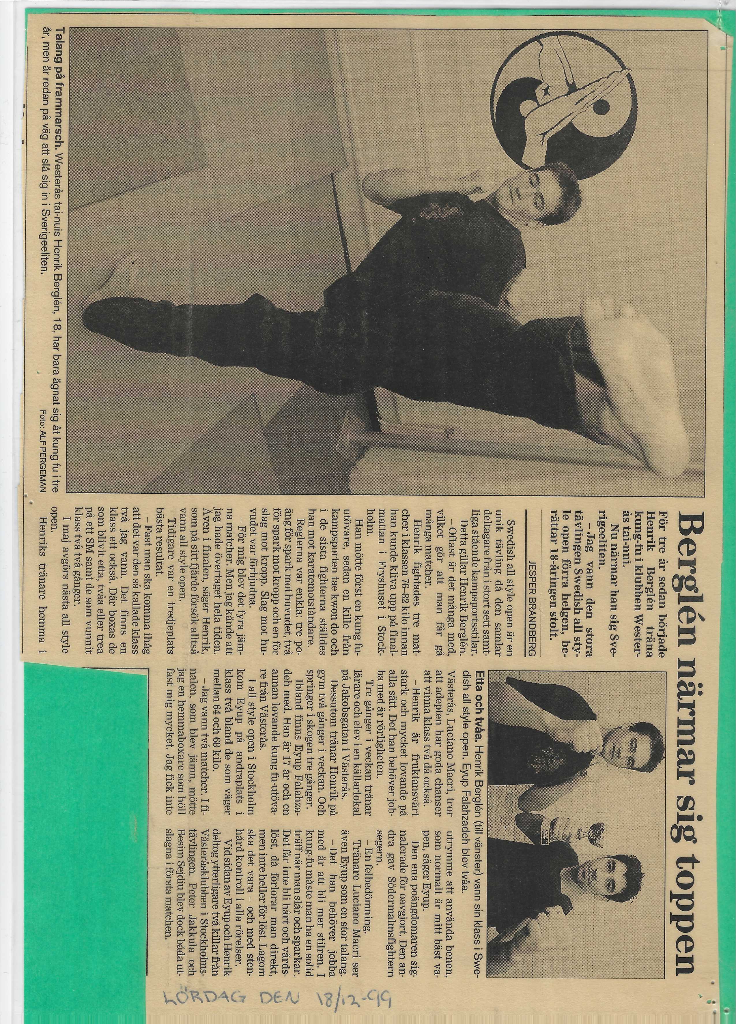 Historisk bild från Westeras Tai-Nui Club i Västerås - kampsportsträning och tävlingar sedan 1976